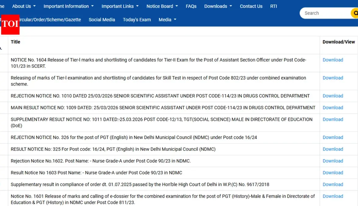 DSSSB Results Released in Delhi: Key Updates for Candidates