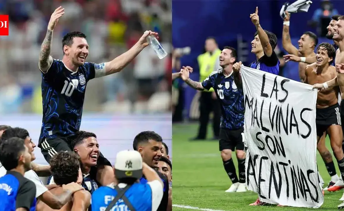 Argentina face potential FIFA action after Falkland Islands banner displayed during England win celebrations