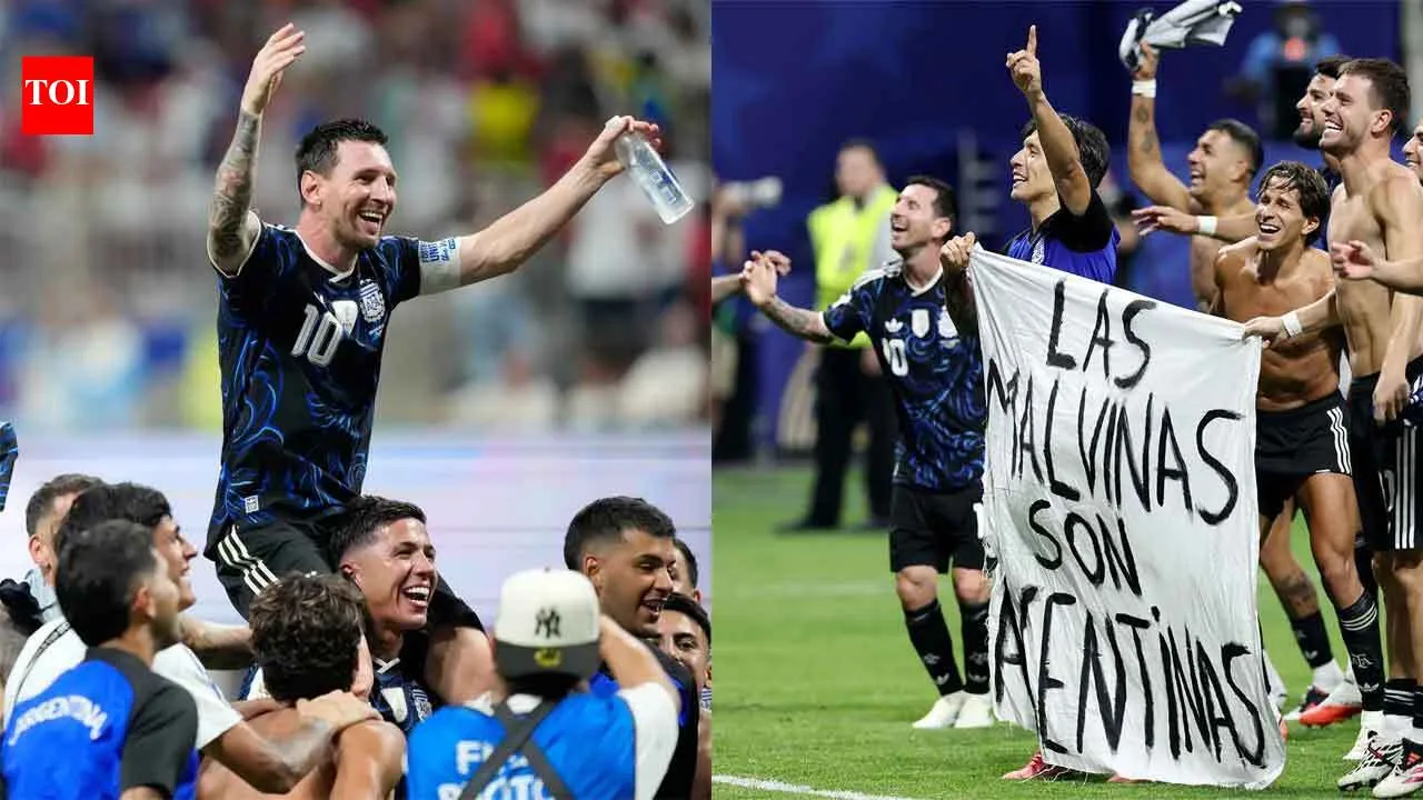 Argentina risk FIFA punishment after Falkland Islands banner during England win celebrations