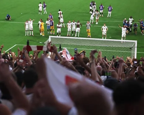 England players celebrate with fans after their 2-1 victory over Norway in Miami.