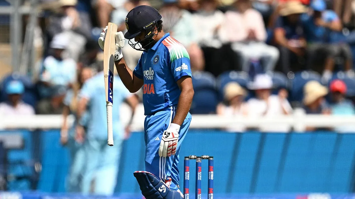 Rohit Sharma walks back after getting out on Thursday